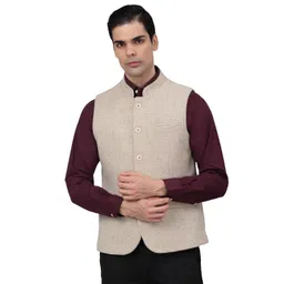 cantabil Men Self Design Mandarin Collar Formal Waistcoat l Formal Waist Coat for Men l Waist Coat for Men (P_MWCF00066B) image 1