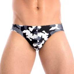 Mens Black Camouflage Counter Pouch Bikini Swimsuit By Gary Majdell Sport Size Medium image 2