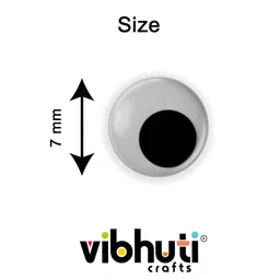 Vibhuti Crafts Googly Eyes - Pack of 100, 7mm - Wiggly Eyes for DIY Projects, Crafts, Dolls, and Soft Toys - Easy to Stick, Safe Plastic Material image 2