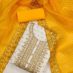 pandadi saree Women's Chanderi Unstitched Dress Material image 3