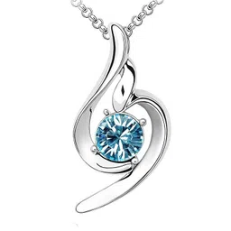 om jewells Valentine Gift Rhodium Plated Crystal Jewellery Combo Of 5 Designer Pendant Necklace Studded With Blue Crystal Elements For Girls And Women CO1000342 image 2