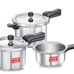 Prestige Svachh Aluminium 2+3+5 Litre Combo cooker with Induction Base + Prestige IRIS LPG Gas Stove, 3 Burner, Black image 2