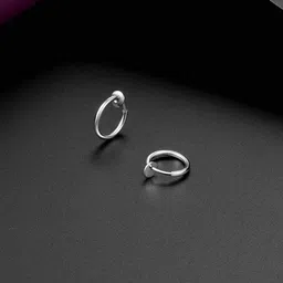 via mazzini Clip-On Silver Metal Small Nose Ring For Women (1 Pair) image 3