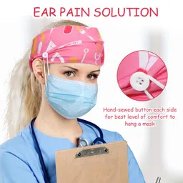 willbond 6 Pieces Button Headbands Non Slip Nurse Headbands Stretchy Headwraps Nonslip Yoga Sweatbands with Ear Protection Holder Elastic Headscarves for Yoga, Running, and Exercise, 6 Styles (Cute Pattern) image 3