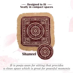 Homestic Pack of 3 Velvet Finish Pooja mat for Sitting on Floor | Traditional Aasan Puja Cloth for Home Mandir | Suitable for Prayer & Meditation | Maroon, Brown & Firozi image 5