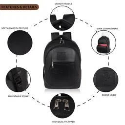 see-craft 25L Medium Laptop backpack Fits upto 16" Laptop Artificial Leather Water resistant lightweight, Gifts for Men Women Boys Girls Adults, College/School/Office/Travel Bag (Black) image 5