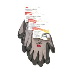 3M Cgl-Gu Nitrile Rubber Comfort Grip Gloves, General Use, (Grey, Large), Pack of 1 image 2