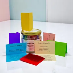 Sruti Bhagavad Gita Jar Quote – 48 Inspirational Verses on 8 Color Slips, Hindi & English, Krishnapath Jar, Daily Spiritual Motivation Gita Jar, Perfect for Spiritual Gifting image 3