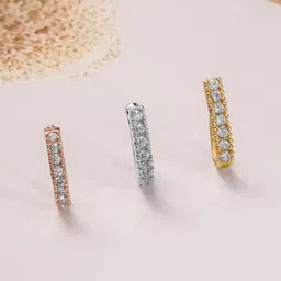 rubans Set of 3 AD Studded Nose Pins – 18K Rose Gold, 18K Gold, and Silver Plated Designs image 2