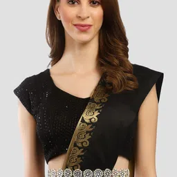 karatcart Oxidised Silver Floral Shape Kundan and Pearl Beaded Kamarbandh image 3