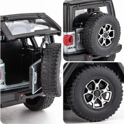 FEXXA 1:32 Scale Exclusive Alloy Metal Pull Back Die-cast Car Model with Sound Light Mini Auto Toy for Kids Metal Model Toy Car with Sound and Light? (Wrangler Rubicon -Grey) image 4