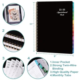 indeme 2025-2026 Weekly Appointment Book & Planner - July 2025 - June 2026, 2025-2026 Daily Hourly Planner, 9" x 11", Half Hour (30 Mins) Interval, Colorful Monthly Tabs, Lay-Flat, Inner Pocket image 3