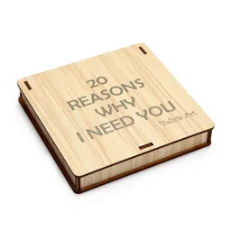 felicia art 20 Reasons Why I Need You (why I Love You) Wood Box with 20 Hearts Pills with Love Message Gift Box For Anniversary, Birthday, Valentines Day,Lovable Person Gift (Engineered wood) image 1