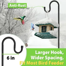 feblomst Bird Feeder Pole, 62" Shepherds Hooks for Outdoor Heavy Duty, Hummingbird Feeders Stand for Hanging Plants, No-Rust Shepherd Hook Hanger Stick with Stable 5-Prong Base for Outside Garden Yard Wedding image 3