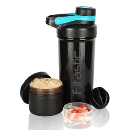 Fitastic Intense Protein Shaker Bottle with Steel Ball (Black) 500 ml Shaker (Pack of 1, Black, Blue, Plastic) image 3