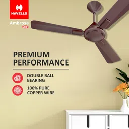 Havells 1200mm Ambrose ES Ceiling Fan|Premium Finish, Deco. Fan, Elegant Looks, High Air Delivery, Energy Saving, 100% Pure Copper Motor|2 Year Warranty by Brand (Pack of 1, Cola Espresso Brown)1 Star image 5