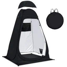EVERRUSH Pop Up Privacy Shower Tent, Camping Portable Toilet Tent, Outdoor Changing Room, Instant Privacy Shelters for Hiking, Beach, Picnic, Fishing, Black, 76" x 46.99" x 47" image 1