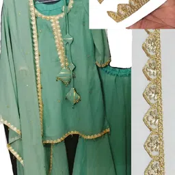 chahat lace Chahat Laces Flower Cutwork Design Trim Heavy Zari Work Border for Sarees, Kurtis, Dresses, Duptaa, and Lehenga(Rose Gold) image 4