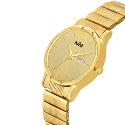 hmxt 91 Day N Date Series Men's Classic Trending Style| Reliable Performance And Styish Men's Analog Watch - Perfect For Everyday Wear And Special Occasion, Gold, Gold image 2