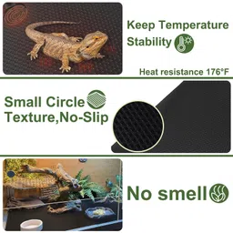 Reptile Carpet,Bearded Dragon Tank Accessories,Reptile Mat, Leopard Gecko Substrate,Bearded Dragon Tank Flooring,Snake, Tortoise Bedding(18" x 79 ", 1 PCS Black Thicker Mat) image 4