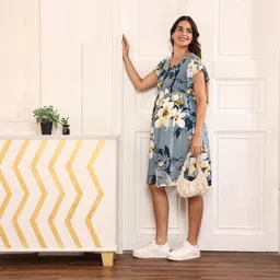 momtobe Women's Rayon Maternity Dress/Pregnancy Dress/Easy Breastfeeding Dress/Western Dress with Zippers for Nursing Pre and Post Pregnancy image 3