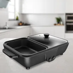 generic LR Decor E-Shop Electric Hot Pot with Grill Adjustable Temperature for Family Dinning Steaks Black image 5