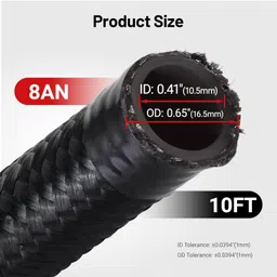 EVIL ENERGY 8AN Fuel Line Kit, AN8 Nylon Braided Fuel Line Hose Fitting Kit CPE 8AN Hose 10FT Black image 2