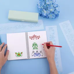 Prasacco 8 Pieces Flower Border and Ornate Mandala Stencils - Reusable DIY Craft Templates for Painting on Wood, Canvas, Paper, Fabric, Cake, Wall - Floral Edge Design image 3