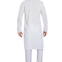 divisive Men's Thread Embroidered Cotton Blend Only Slim Fit Kurta image 4
