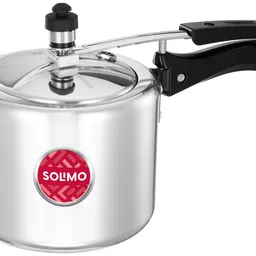 Amazon Brand - Solimo - Sleek Induction Bottom Aluminium Pressure Cooker - 3 Liter (Inner Lid), Silver image 1