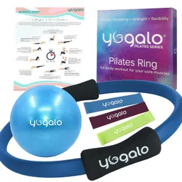 Yogalo Pilates Series Ring - Toning, Sculpting, Strength and Flexibility, Power Resistance Exercise Circle, Thigh Toner, Fitness Magic 14 Inch Dual Grip By - Blue image 1