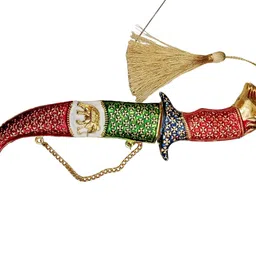 SHOPOBUDDY Royal Action Katari For Groom With Multicolor Meenakari Design Rajputana Style Made Of Metal (Non Sharp), 7.09 Inch, 2.5 cm image 2