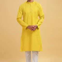 be active Men's Cotton Regular Kurta Size XL (C-399-2_Yellow) image 5