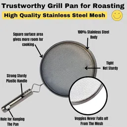 REZOVA Phulka Grill Pan Roti Maker | Papad & Phulka Roasting Net for Kitchen | Stainless Steel Phulka Roasting Net image 3