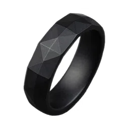 mesmerize Ceramic Matte and Gloss Black Ring Facet Cube for Men 100% Waterproof Stainproof Shatterproof Size 7-12 image 1