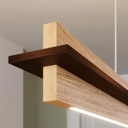 Artica Pine Wood Warm White LED Light Hanging Ceiling Lamp - Rustic Elegance Meets Modern Comfor for Restaurant Cafe Bar Kitchen Dining Room Living Room 30w image 3