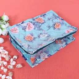 Kuber Industries Under Garment Kit | PVC Coated Green Flower Print | Travel Foldable Two Partition | Toiletry Kit with Transparent window | Green image 4