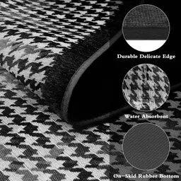 proxin 2 Pcs Kitchen Mats - Waterproof Memory Foam Standing Desk Floor Mat Non Slip Rugs, Comfort Runner Rug Floor Carpets for Kitchen Home Office, Sink & Laundry (Black Houndstooth) image 4