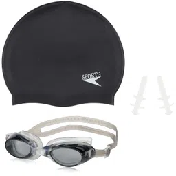 i-swim SWIMMING SHORTS V-216 BLACK RED PIPING SIZE 3XL WITH GOGGLES SILICON JOINTLESS WITH BOX BLACK AND 100% SILICONE SWIMMING CAP PLAIN BLACK image 3