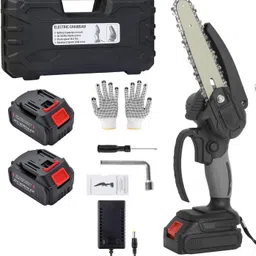 flexi madhav Cordless Chainsaw Procut One Hand Lightweight Portable Battery Operated 6inch Mini Chain Saw for Pruning Tree Branch Wood Cuttings With 2 Pc Li-ion Chargable Batteries with Charger image 1