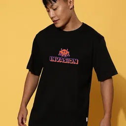 veirdo Pure Cotton Oversized Loose Fit Drop Shoulder Latest Graphic Printed Men's Half Sleeve T-Shirt (Sizes: S to 2XL) image 5