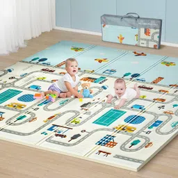 UCRAVO play mat for babies 0 to 12 months baby mats for floor Large Foldable Play Mattress for Babies, baby play mat for 0 to 2 years, Anti-Slip & Waterproof Crawling Mat, Thick Foam for Kids, Portable Indoor/Outdoor Use, Perfect for Learning & Play image 1
