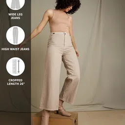 amazon brand - symbol Regular Women's High Rise Cropped Length Denim Culottes image 3