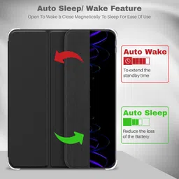 Case-Magic Case Cover for iPad Pro 12.9 inch Cover (2022/2021/2020, 6th/5th/4th Gen) Smart Folio Case with Pencil Holder,Auto Sleep/Wake| Transparent Back (Black) image 3