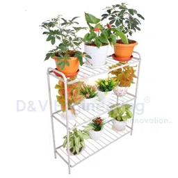 D&V ENGINEERING - Creative in innovation Metal 3-Tier Indoor Outdoor Multipurpose Plant Stand Rack, Flower Pot Display Shelf, 32.25" Wide, 36.2" Height - Grey image 3