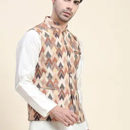 aany's culture Mens Stylish Polyster Digital Printed Nehru Jacket | Two Pockets | Mandarin Collar | Lightweight | Comfortable Mens Nehru Jacket image 3