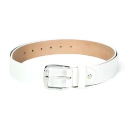 fantastix White Leather Belt for Men 40mm - Adjustable Casual Formal Belt with Stainless Steel Buckle image 5