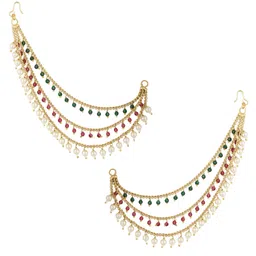 shining diva fashion Latest Stylish Fancy Bahubali Pearl Ear Chain Traditional Earrings for Women & Girls (16078er) image 1