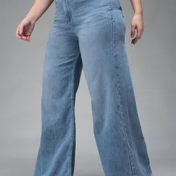 miss chase a+ Women's Wide Leg High Rise Regular Length Stretchable Shaping Denim (Plus Size) Jeans image 2
