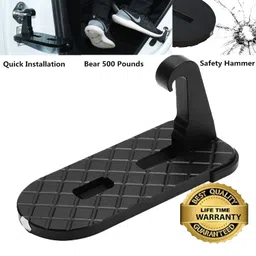 SYJBUH || Rubber Car Door Step for Car Roof Access,Rooftop Roof-Rack Folding Ladder Hooked Foot On Pegs Stand Door Lock Hook with Glass Breaker Safety Hammer for Jeep, Car, SUV image 3
